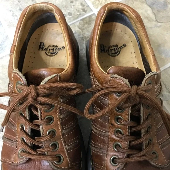 Dr. Martens Leather Chunky Oxford Low Top Shoes Women 7 Brown Vintage 12037 - Picture 9 of 16
